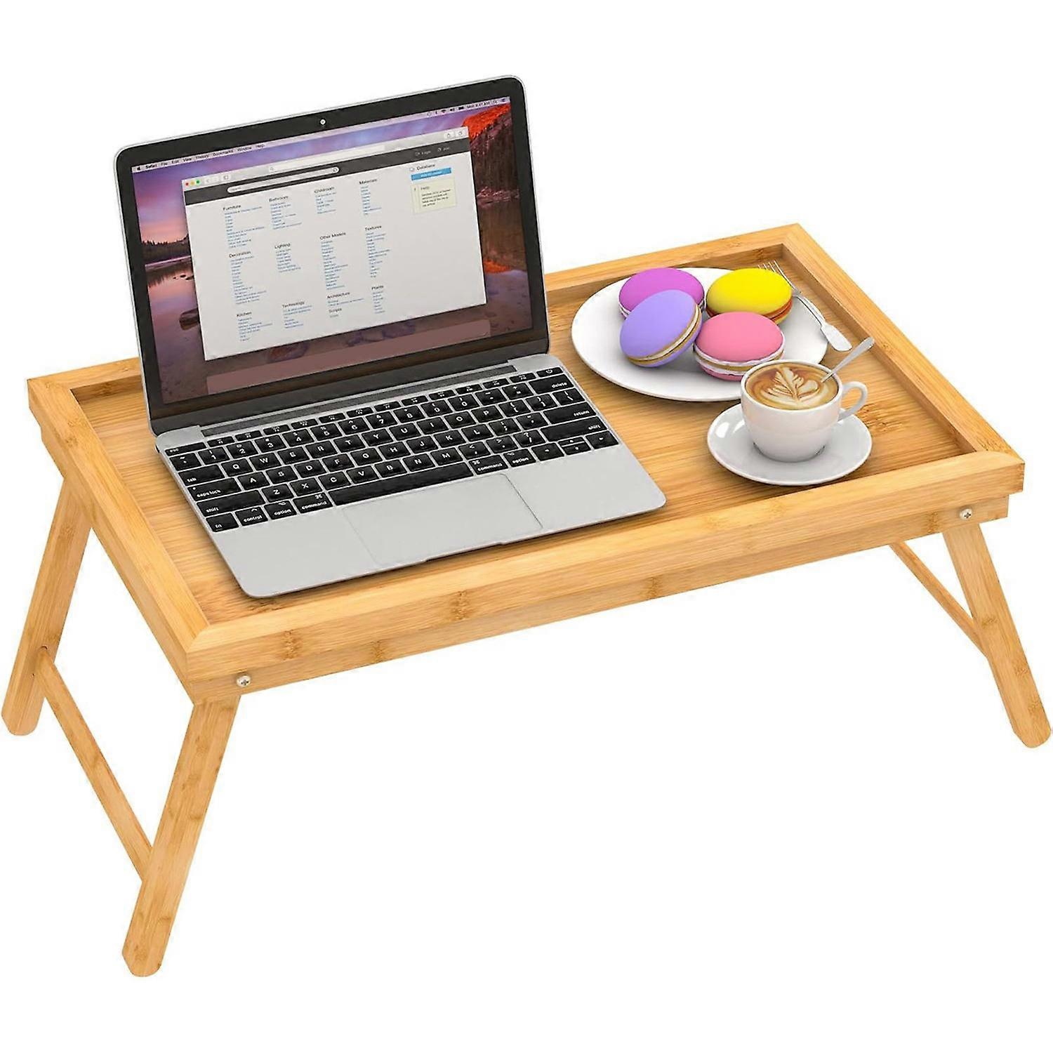 Bed Tray Table Foldable Wood Multifunctional Bed Breakfast Tray Table for Eating Working