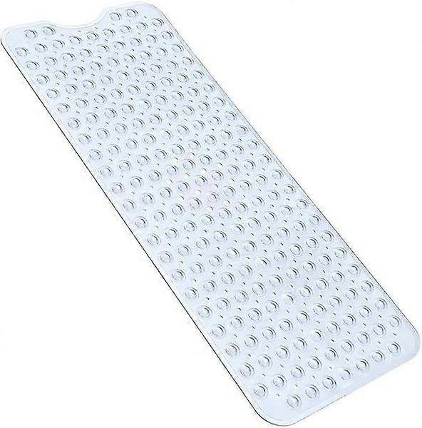 White and Blue Rectangular Bathtub Mat 100 x 40 cm, Anti-Slip, Machine Washable, Hypoallergenic PVC, Safe for All Users
