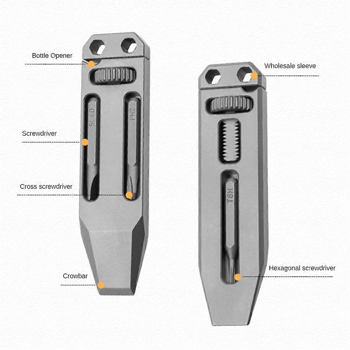 TC4 Titanium Alloy Multi-Function Pry Bar Corkscrew Screwdriver Mini Wrench Crowbar Pocket Tool Pend