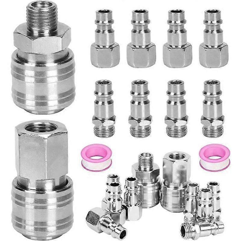 10pcs Compressor Fittings 14 BSP Compressed Air Quick Connector 14 BSP Quick Connector for Hoses Male Female Connector