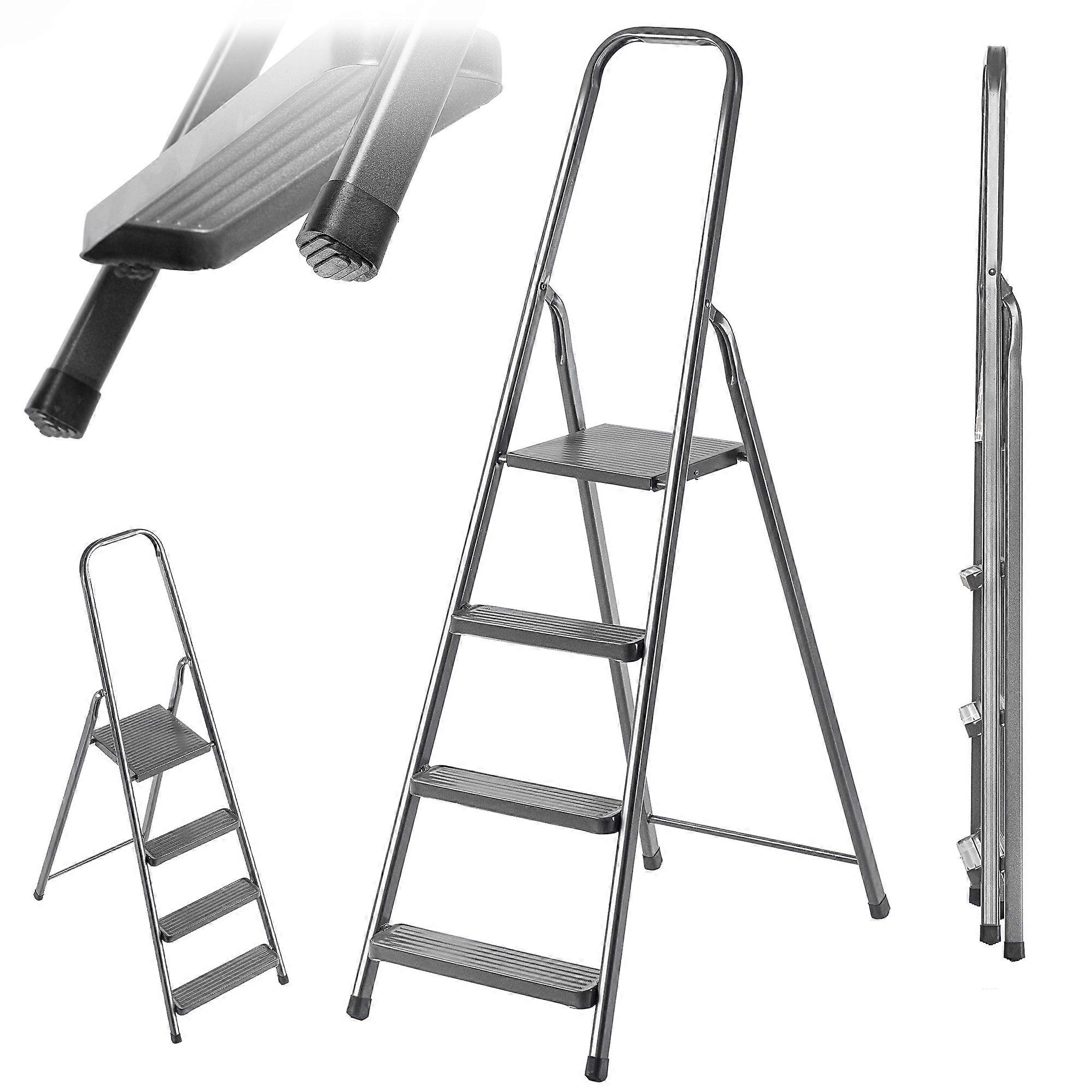 KADAX Stahlleiter 4 Stufen Klappleiter Solid 125kg