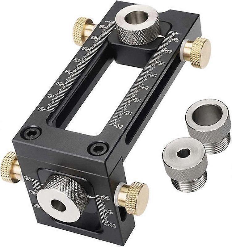 Woodworking Doweling Jig,2-in-1 Adjustable Hole Punch Locator,4 Hole 6/8/10/12mmDrill Bit