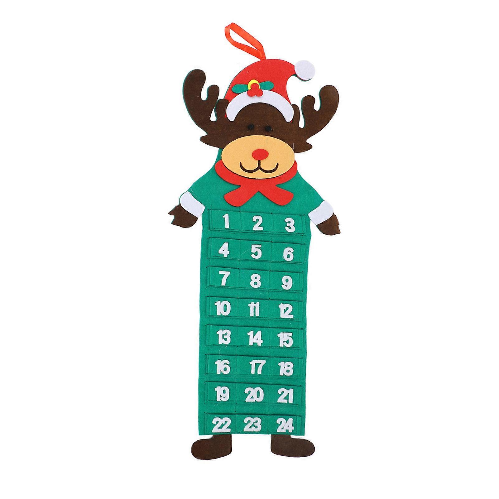 Felt Xmas Advent Calendar 24 Days Pockets Washable Wall Hanging Countdown Calendar Decoration