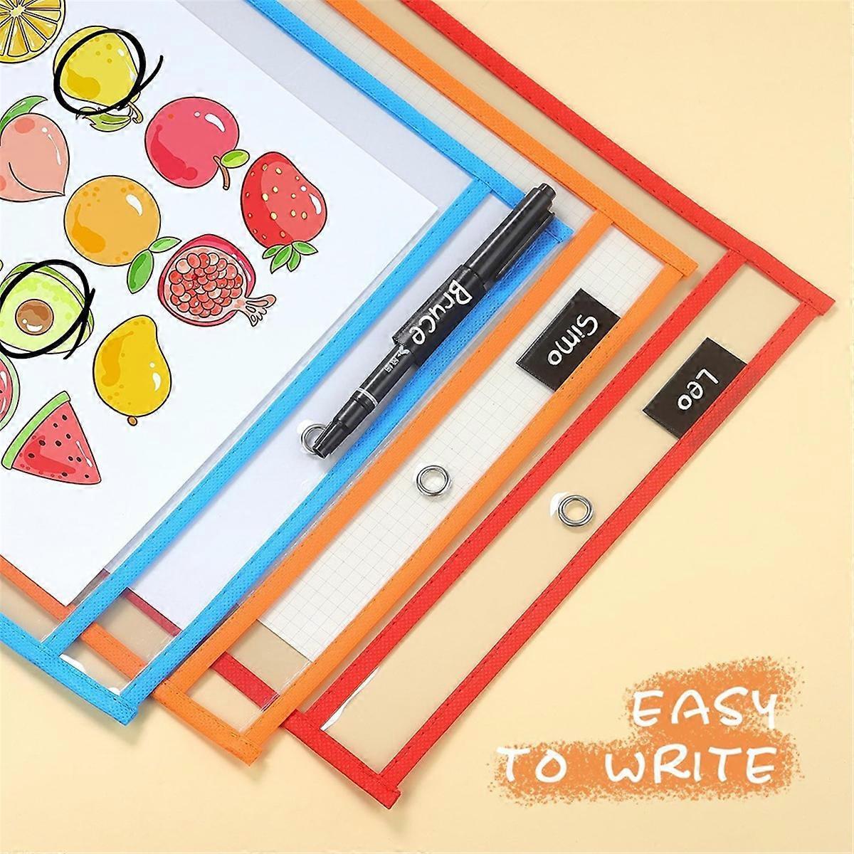 20 Pack Dry Erase Pockets Sleeves with Rings
