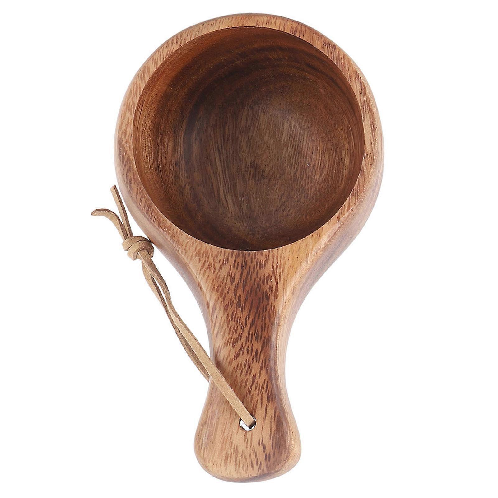 Wooden Cup, 20ML Eco Friendly Portable Heat Insulation Coffee Cup with Comfortable Grip for Home(Thick Handle)