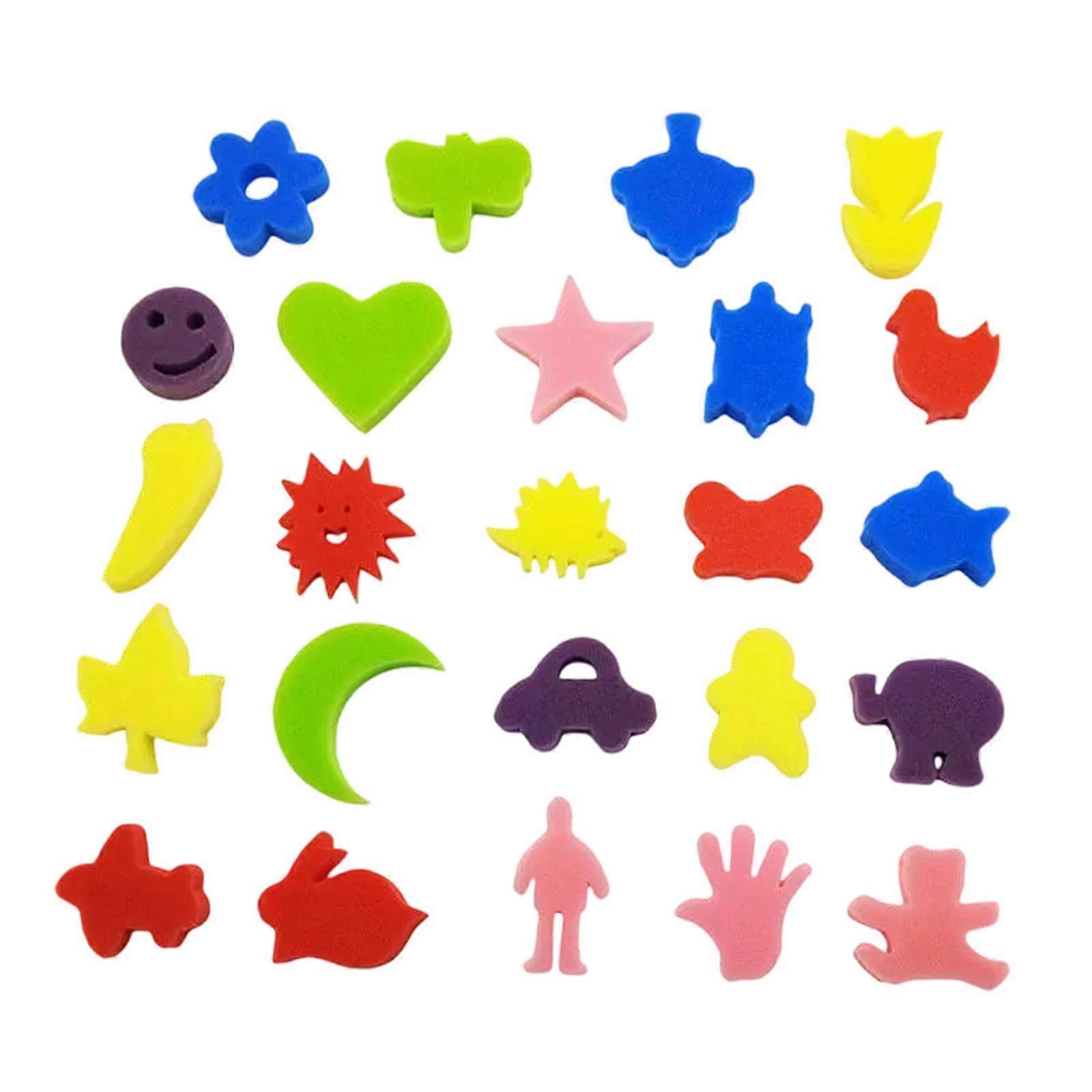 24x Paint Sponges Drawing Tools Washable Assorted Pattern Sponge Painting Shapes
