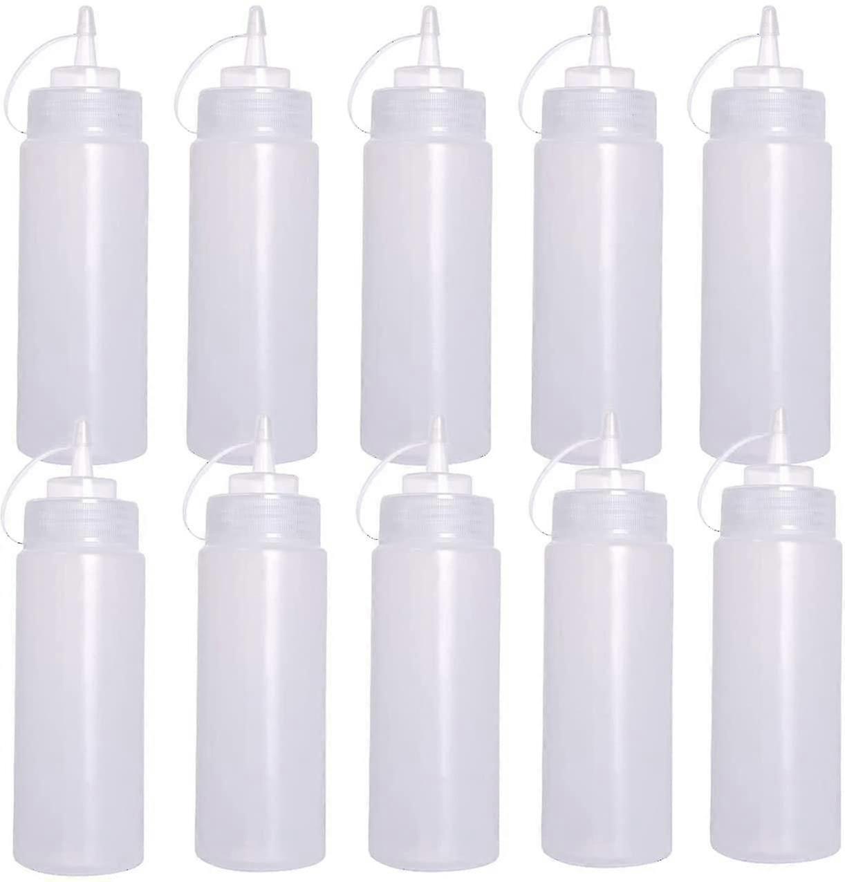 10 Pcs Condiment Squeeze Bottles, Plastic Sauce Bottles 240ml, Sauce Bottle