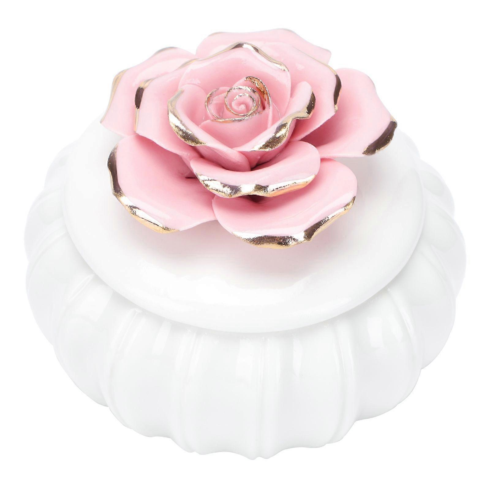 1PC Nordic Creative Rose Ceramic Craft Hand-printed Sealed Box Decoration