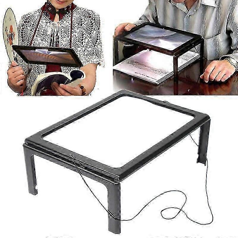 Leesloep, 3x vergroting om te lezen, vergrootglas met LED-licht, leeshulp voor senioren en lezen, A4-blad voor boeken, kranten