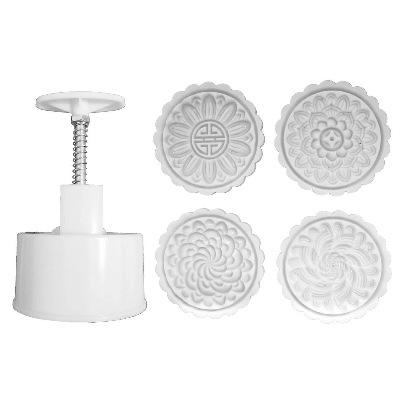 Efficiënte 200g Mooncakes Crafting Set 4Pieces Mooncakes Stempelset 3D Ontwerpen Mooncakes Vorm voor Professioneel Gebak