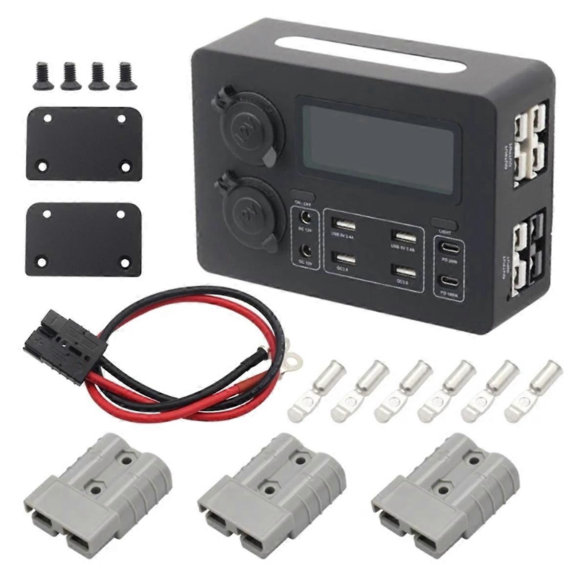 Car USB Charging Hub with LED Light & Type C Port, with Cable