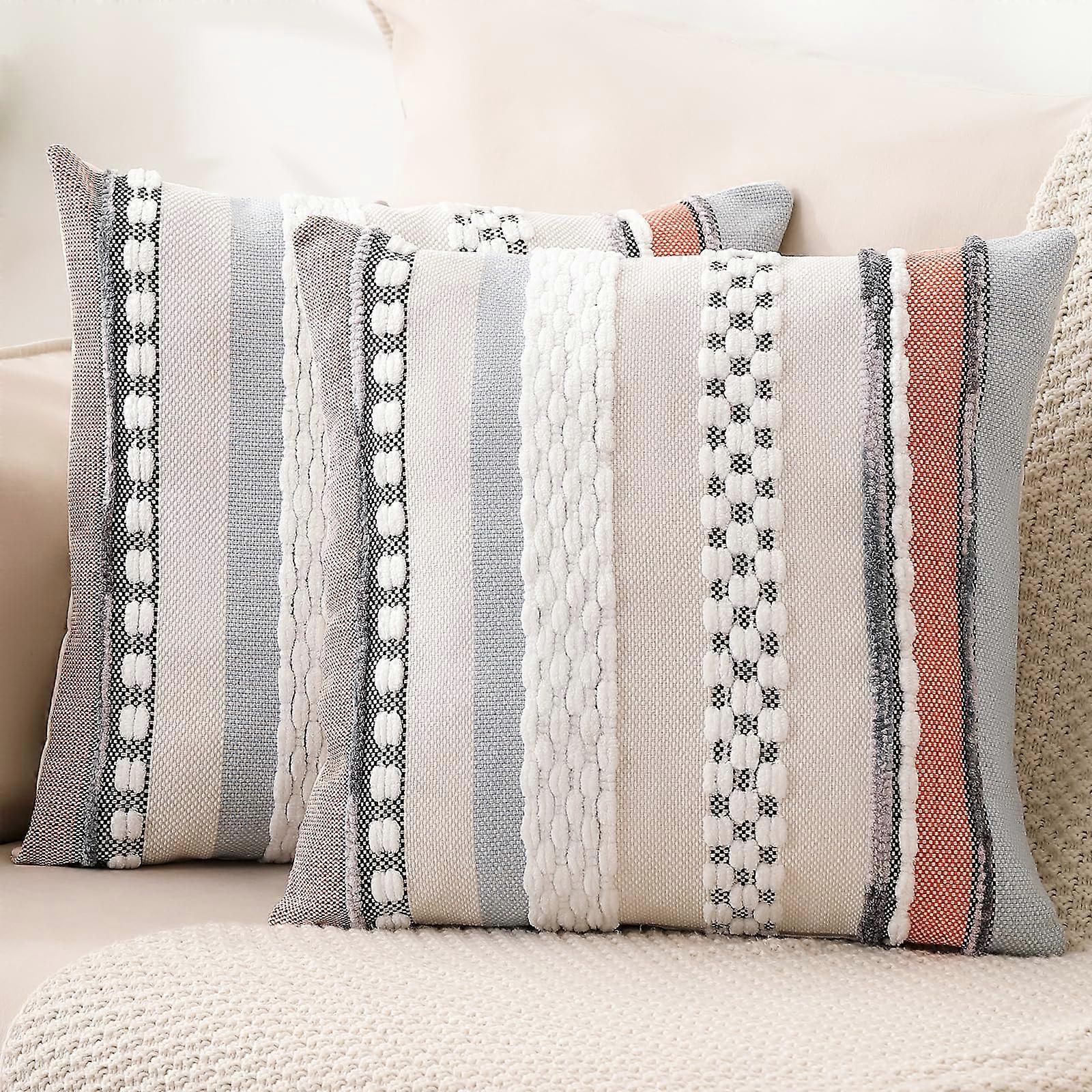 2 Set Boho Pillow Covers for Couch Sofa Bed 18x18