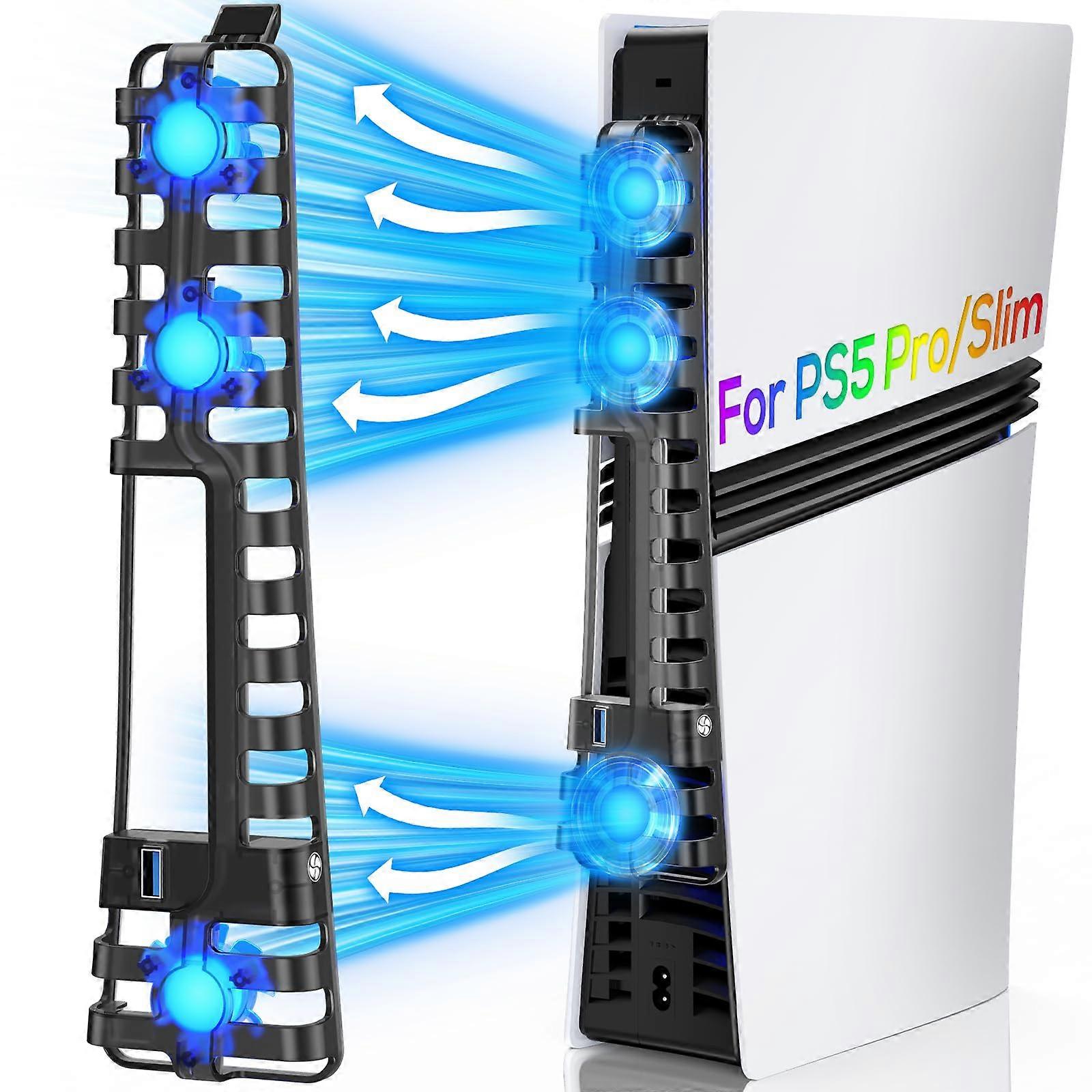 Automatic wind speed adjustable cooling fan with USB 3.0 interface, suitable for PS5 Pro/Slim console