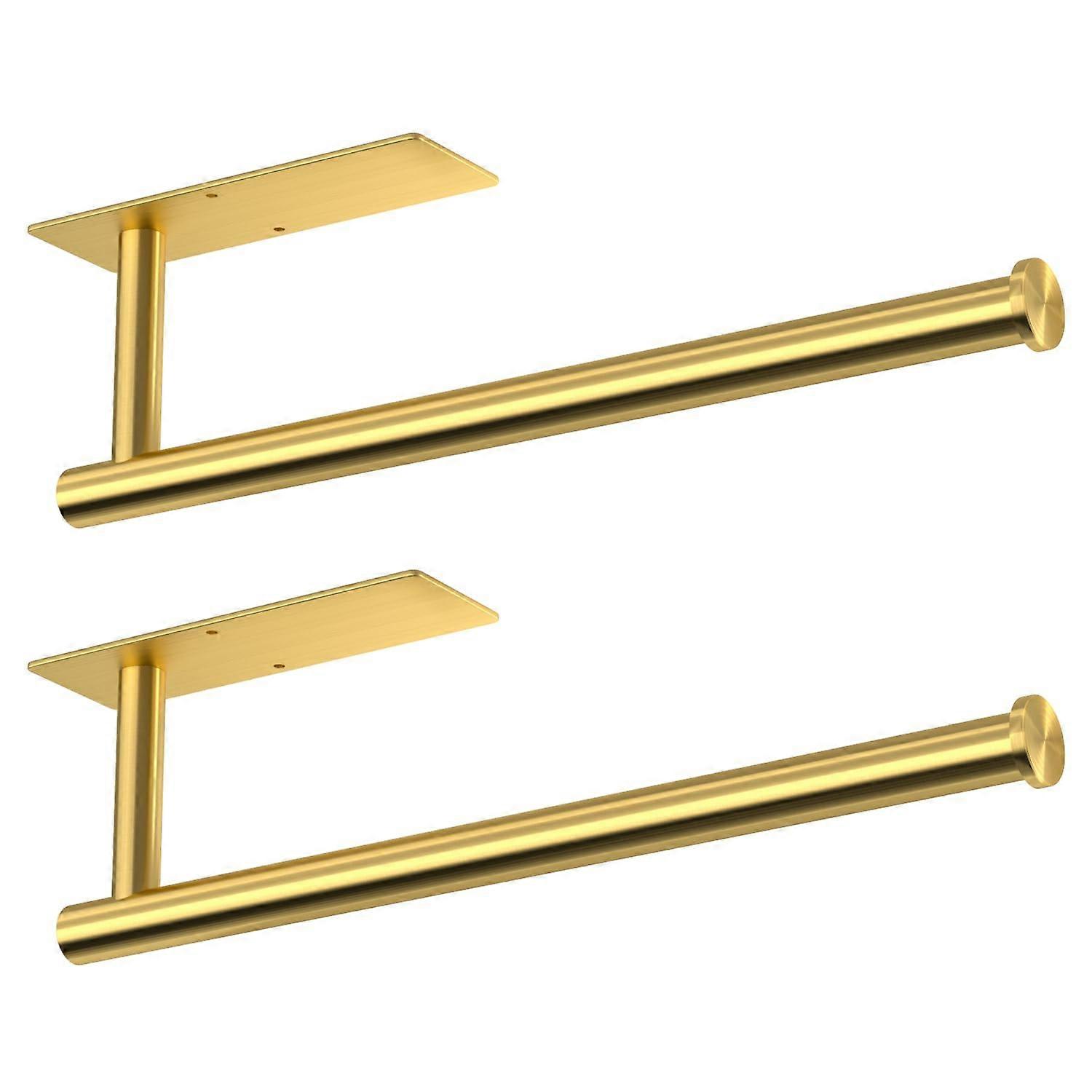 2 Pack Brushed Gold Paper Towel Holder for Kitchen Under Cabinet Space-Saving Design