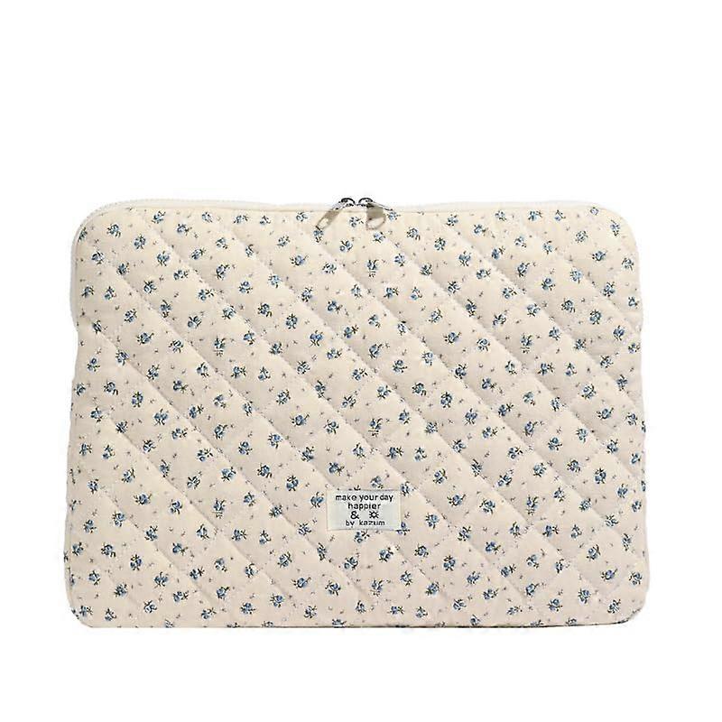 Laptop Sleeve Coquette Floral Puffy Kawaii Cutecore Quilted Puffer for 13-14 Inch Laptops in Pink and White