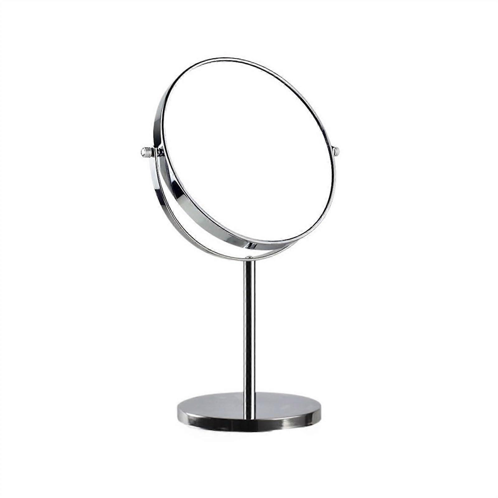 Makeup Mirror 7-Inch Double-Sided Magnifying Desk Mirror with Silver Finish for Beauty and Dressing Applications