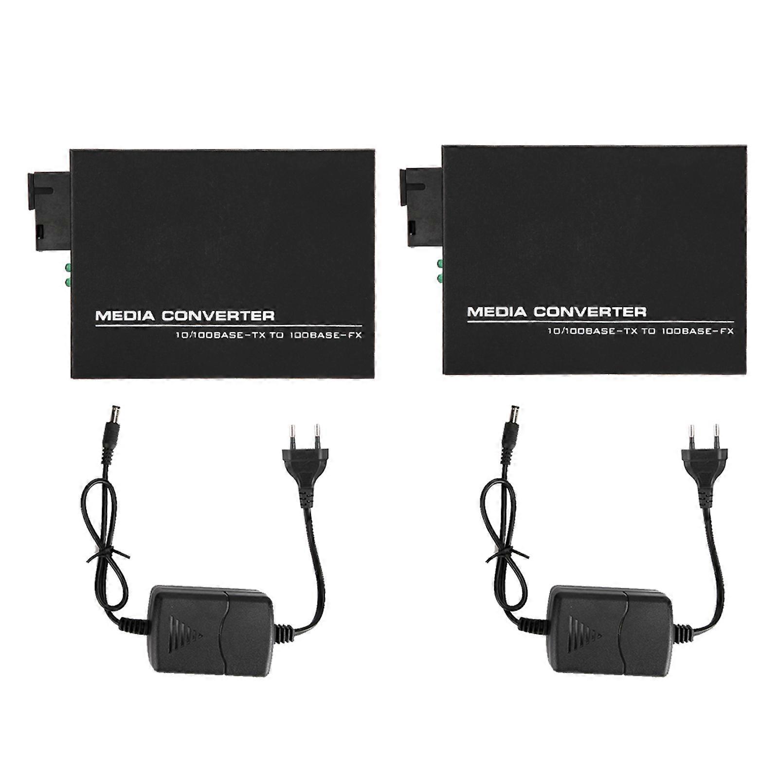 100M Ethernet Optical Fiber Media Converter Transceiver Singlemode 100-250V