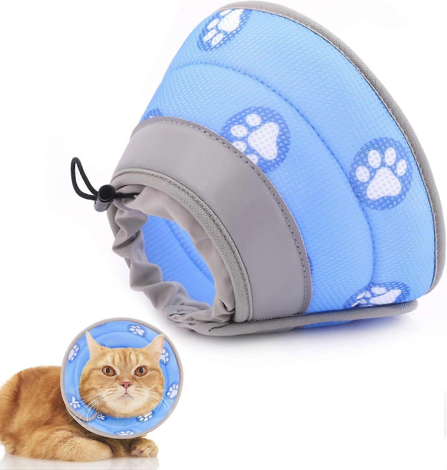 Cat Cone Collar Soft to Stop Licking After Surgery, Adjustable Soft Cat Recovery Collar for Small Dogs, Puppies and Kittens (Blue, S)