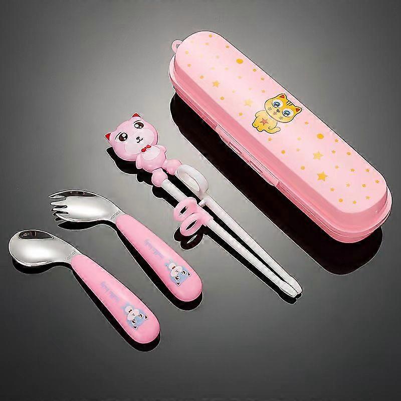 Pink-1 Pairs Children's Training Chopsticks, Beginner Chopsticks, With Helper for Learning to Grasp Cartoon Animals for Practicing Chopsticks