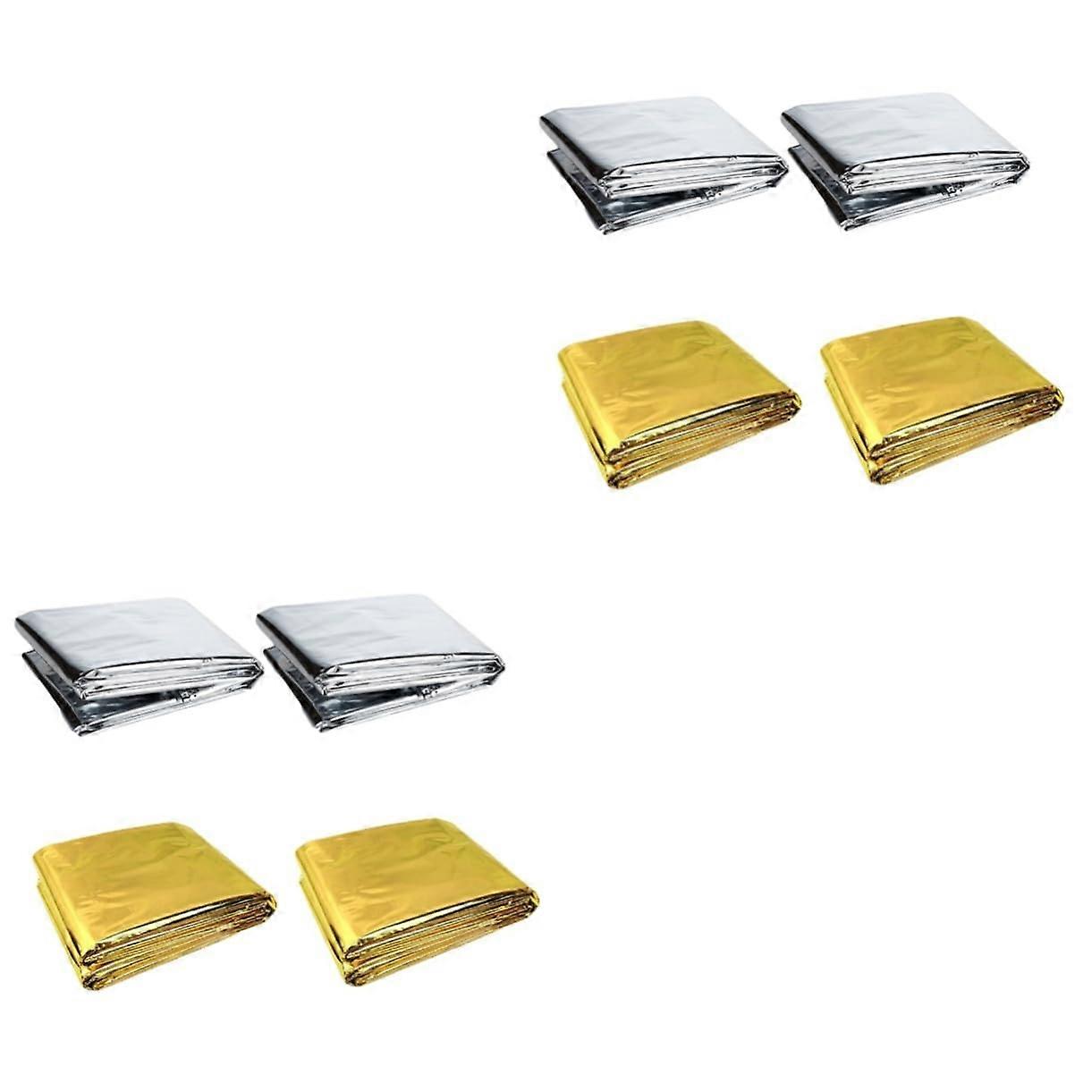 2sets Camping Emergency Blanket Survival Warmth Foil Blanket for Cold Weather Protection 4pcs2
