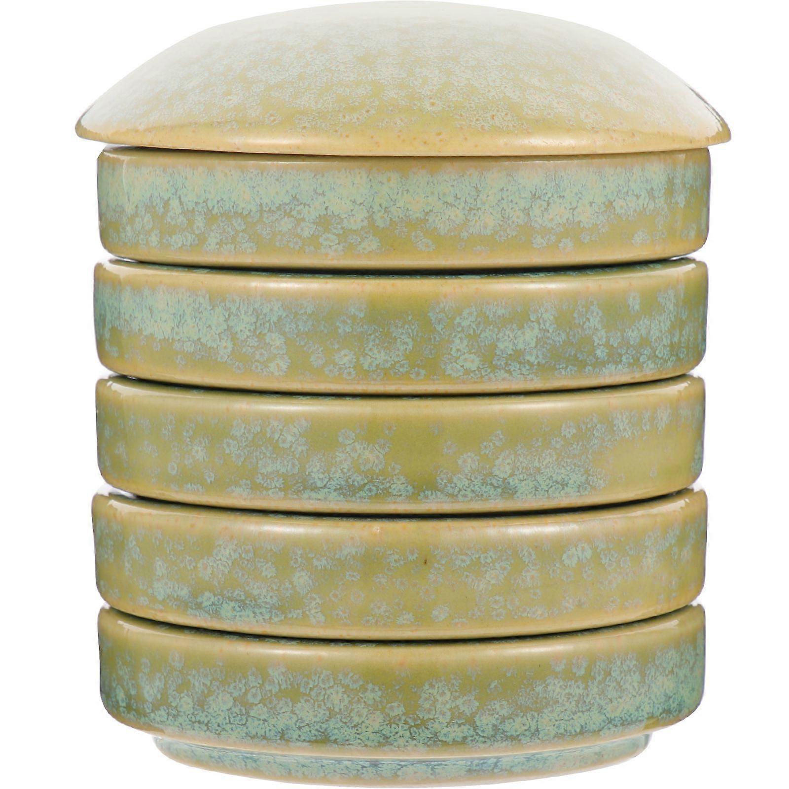 1 Set of Exquisite Ceramic Palette Multi-layer Stackable Pigment Plate Traditional Painting Ink Tray