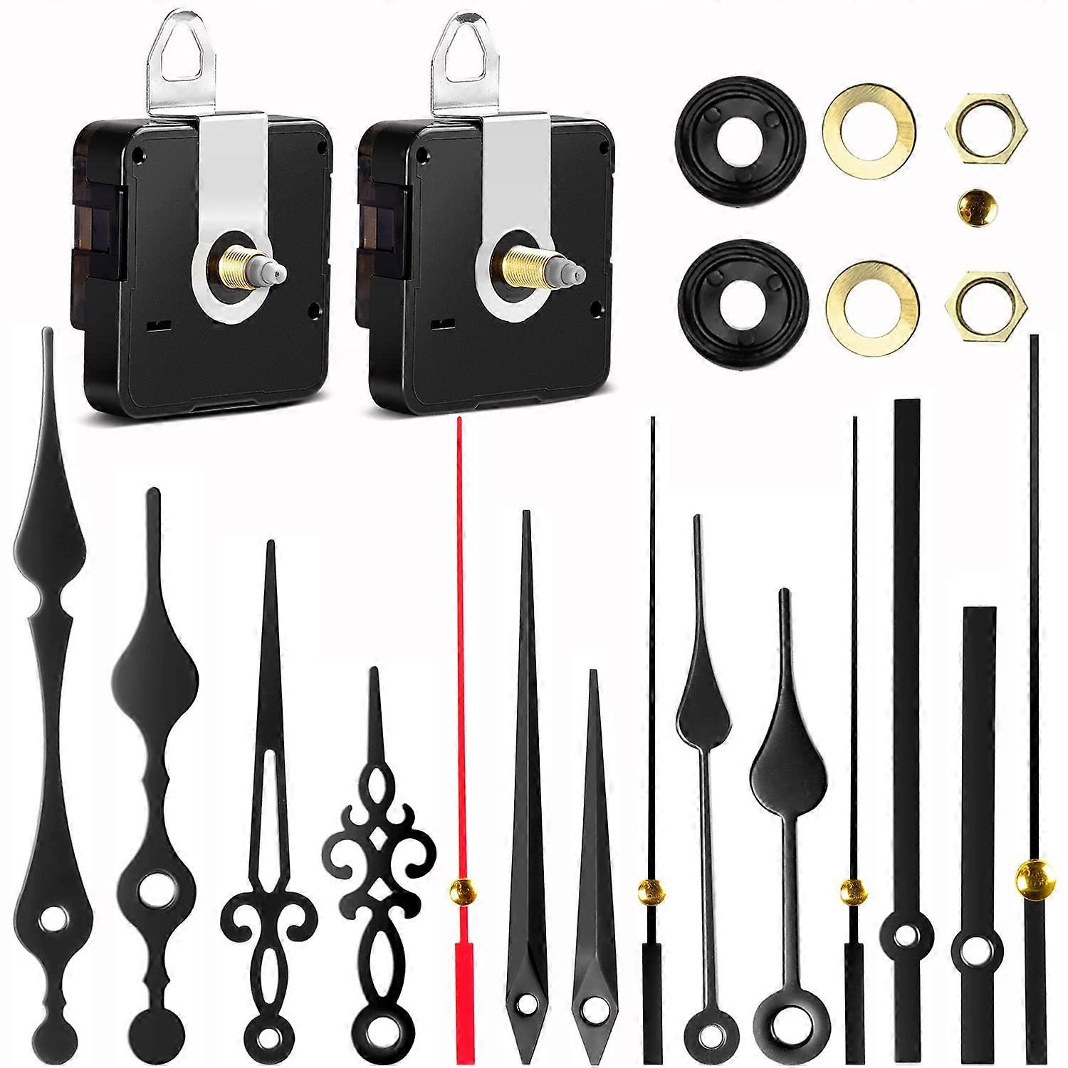 2Pcs Quartz Clock Mechanism Kit, Wall Clock Mechanisms Battery Powered Replacement