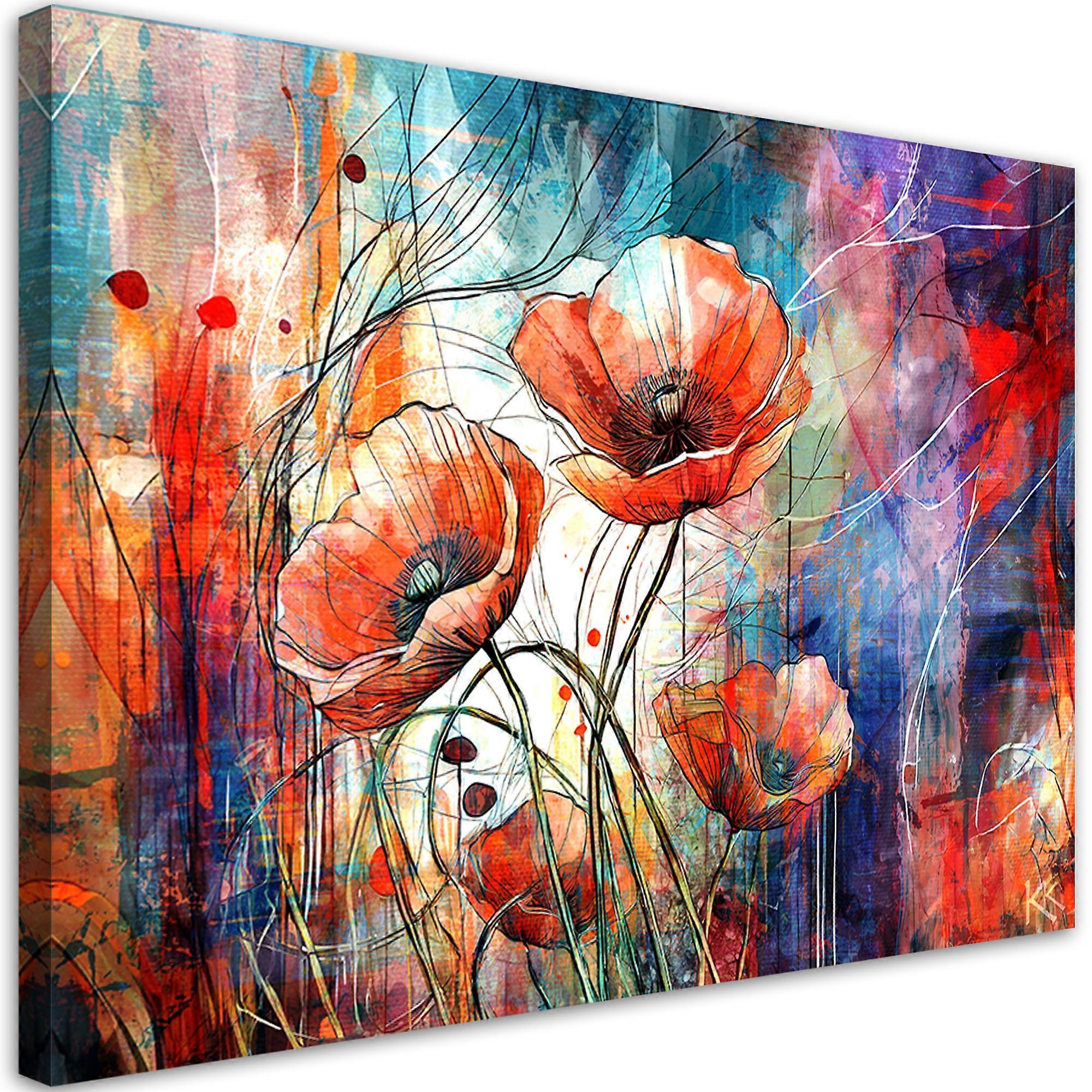 Fotobehang, Abstracte Klaprozen - 100x70