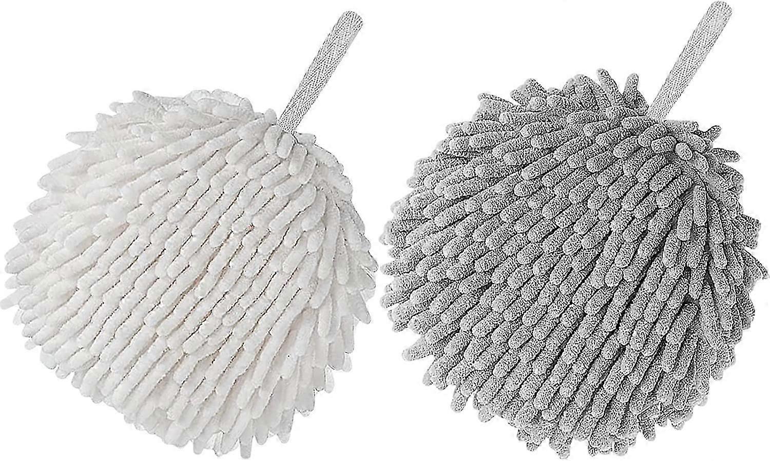 2 Pack Hanging Bathroom Hand Towels Dry Instantly (Gray+White)