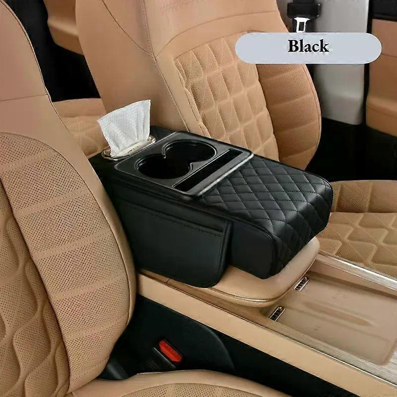 Car Armrest Storage Box Car Center Console Organizer With Cup Holder Armrest Storage Organizer Box Arm Rest compatible for Car SUVs Trucks