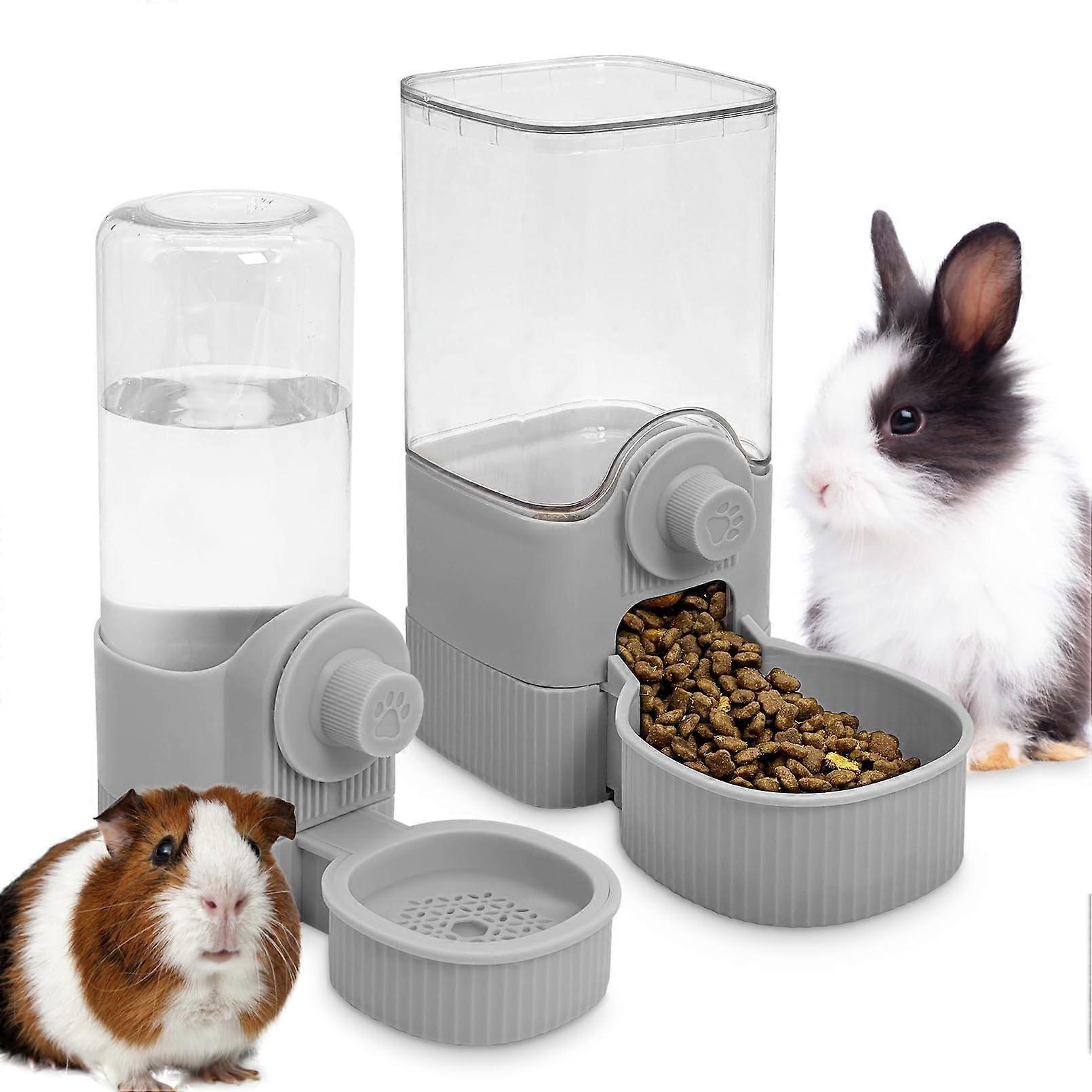 Rabbit Food & Water Dispenser - Large Capacity Gravity Feed And Waterer, Hanging Automatic, Rabbits & Guinea Pigs