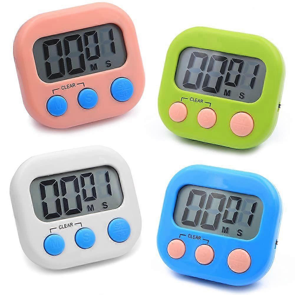 Minute Cooking Timer, Set of 4 Kitchen Countdown Timers, 4 Colors Stopwatch with Loud Alarm Big Numbers, Suitable for Kids Teachers Gym Classroom
