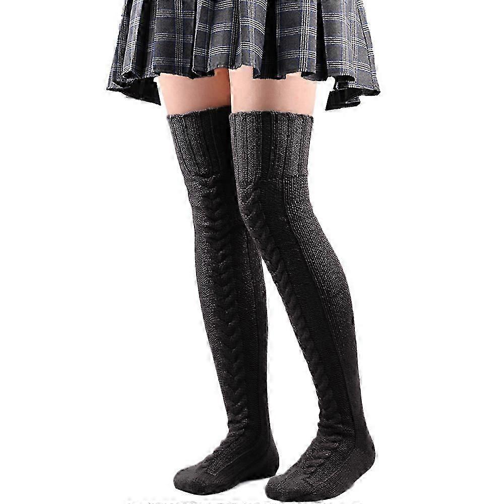 جوارب بوت متماسكة عالية الكابل للفخذ النسائي - تدفئة الساق الشتوية الدافئة 2024