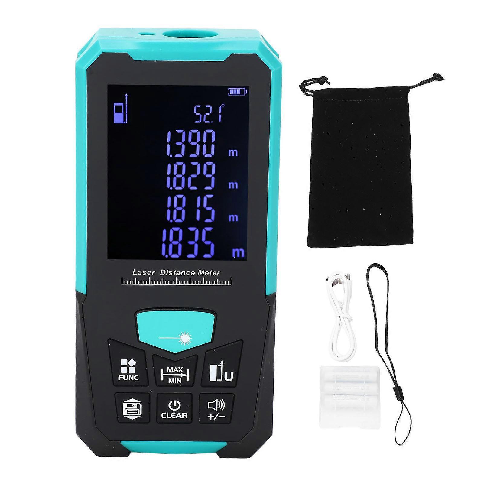 0.05‑100M Digital Distance Meter Level Angle Gauge Handheld Range Finder USB Charging Voice Broadcasting Data Recording