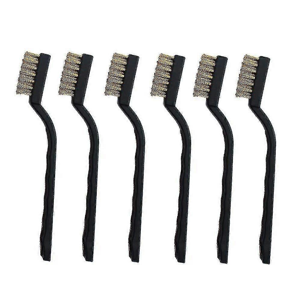 Mini Brass Wire Brush ,set For Cleaning Welding Slag And Rust,6 Pieces