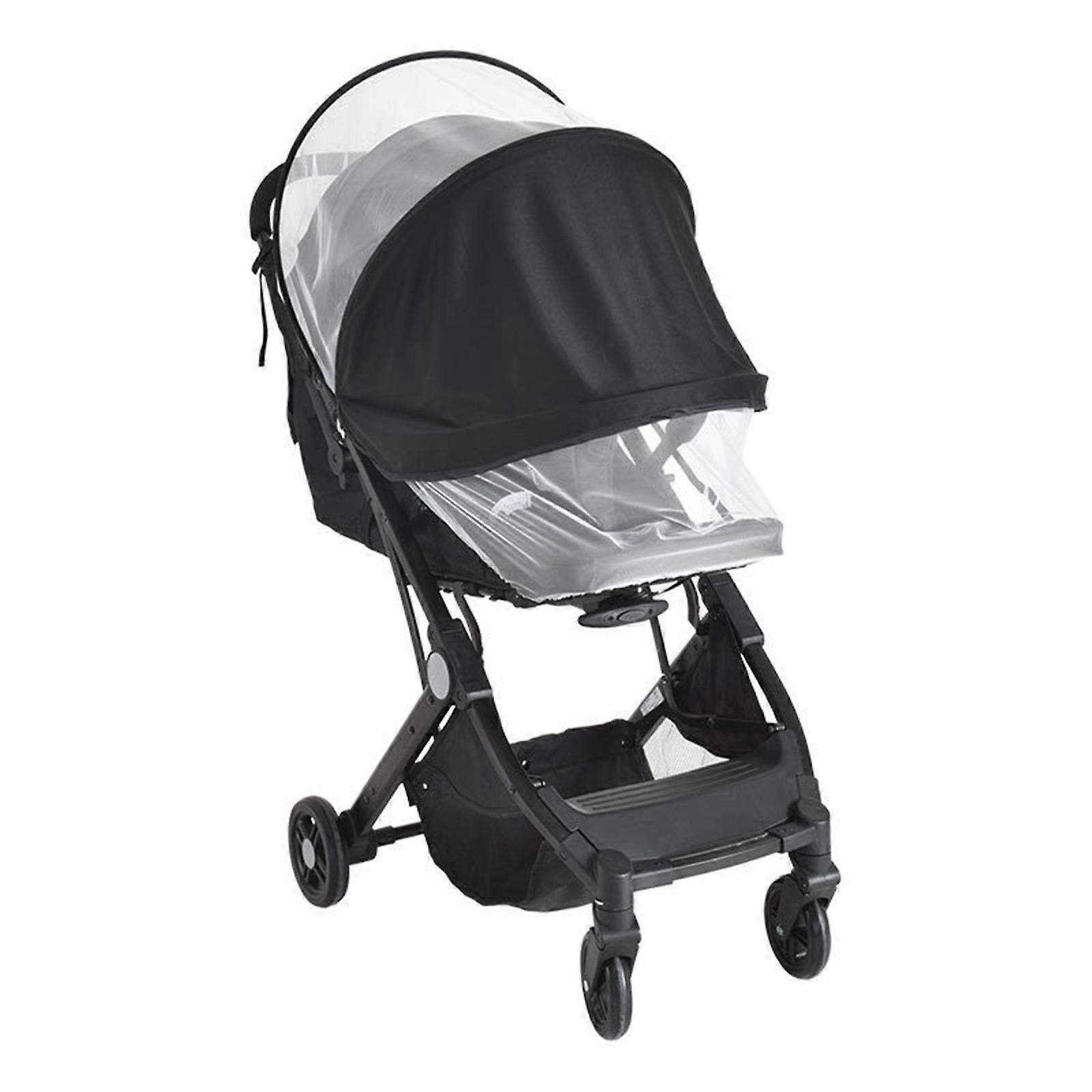 Breathable Baby Fly Net Sunshade Canopy Large Inner Space for Strollers Toddler Pram Cart Privacy Cover Black and white