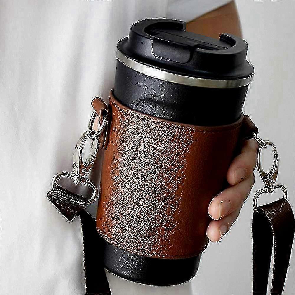 Portabicchieri portatile in pelle PU, custodia da caffè riutilizzabile con spallacci per le tue tazze da caffè di marca preferita