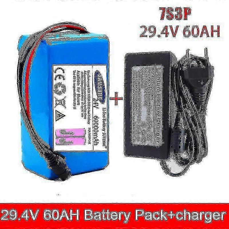 24v 60ah 7s3p 18650 بطارية ليثيوم بطارية 24v 60000mah دراجة كهربائية الدراجة الكهربائية بطارية ليثيوم أيون الكهربائية + 2a شاحن
