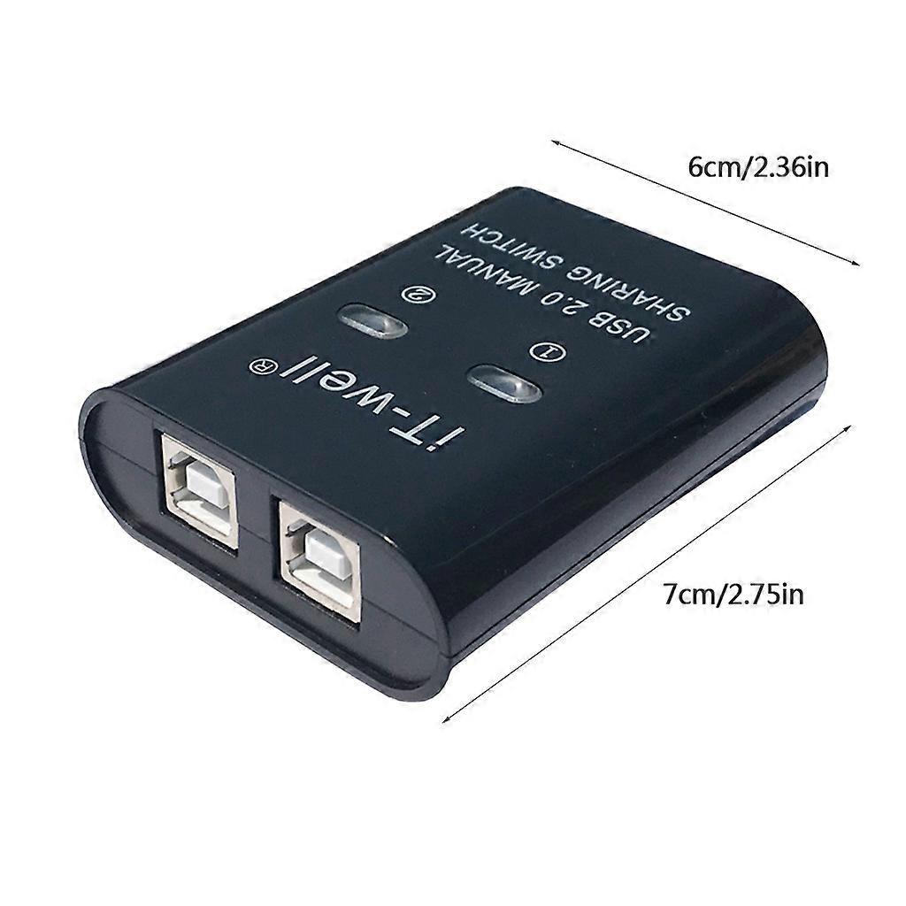 USB 2.0 Manual Sharing Switch Printer Sharing Device Hub 2 in 1 Out Splitter