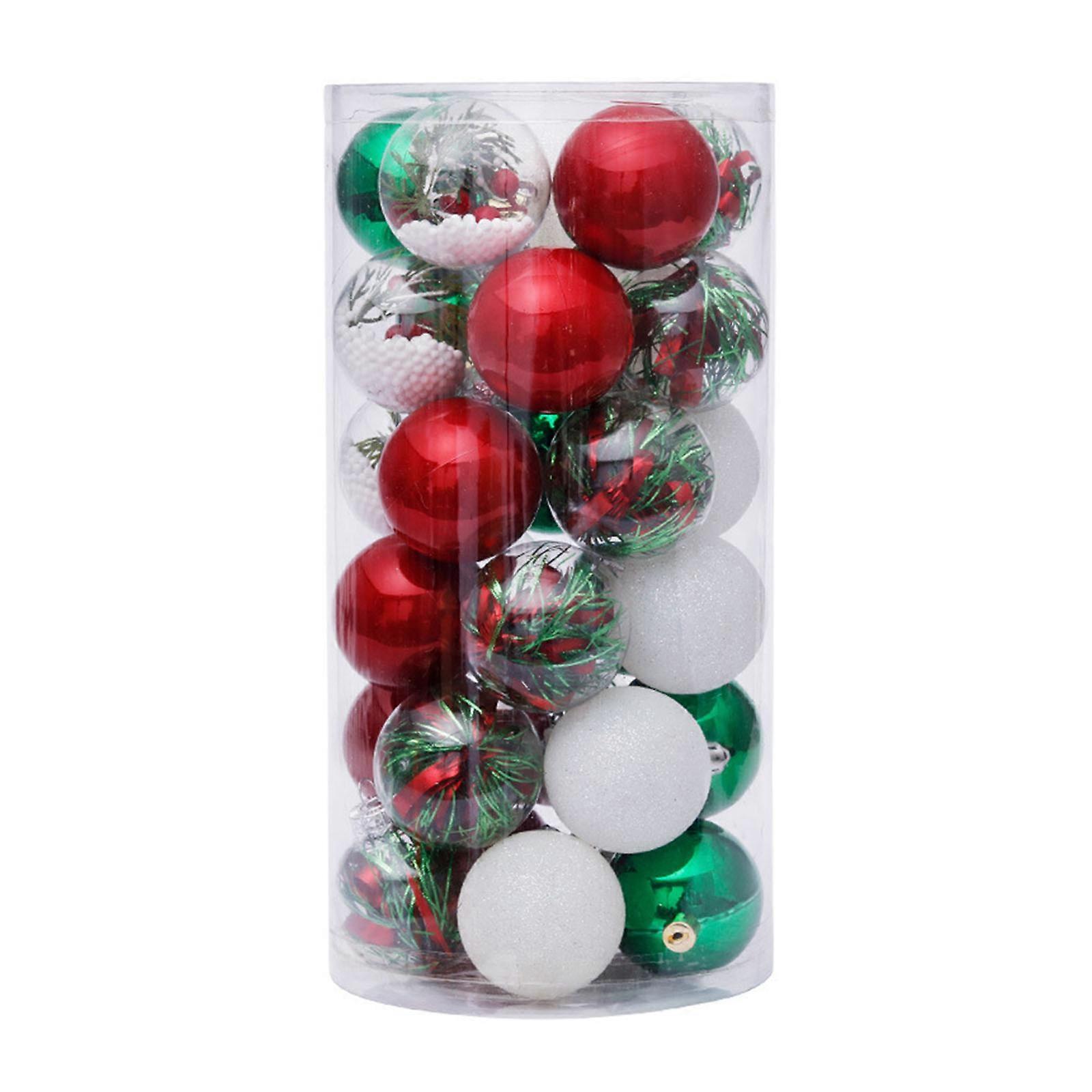 Decorative Christmas Tree Pendants 30pcs Hanging Christmas Ball Pendant Ornament Christmas Baubles Balls Ornaments Gift Red and white