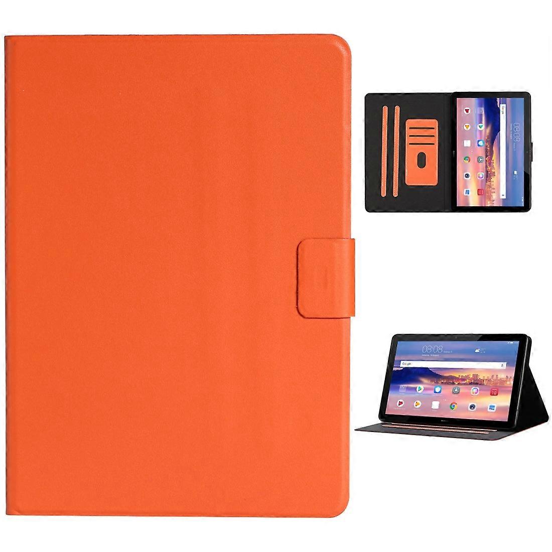 For Huawei MediaPad T5 Solid Color Horizontal Flip Leather Case with Card Slots & Holder