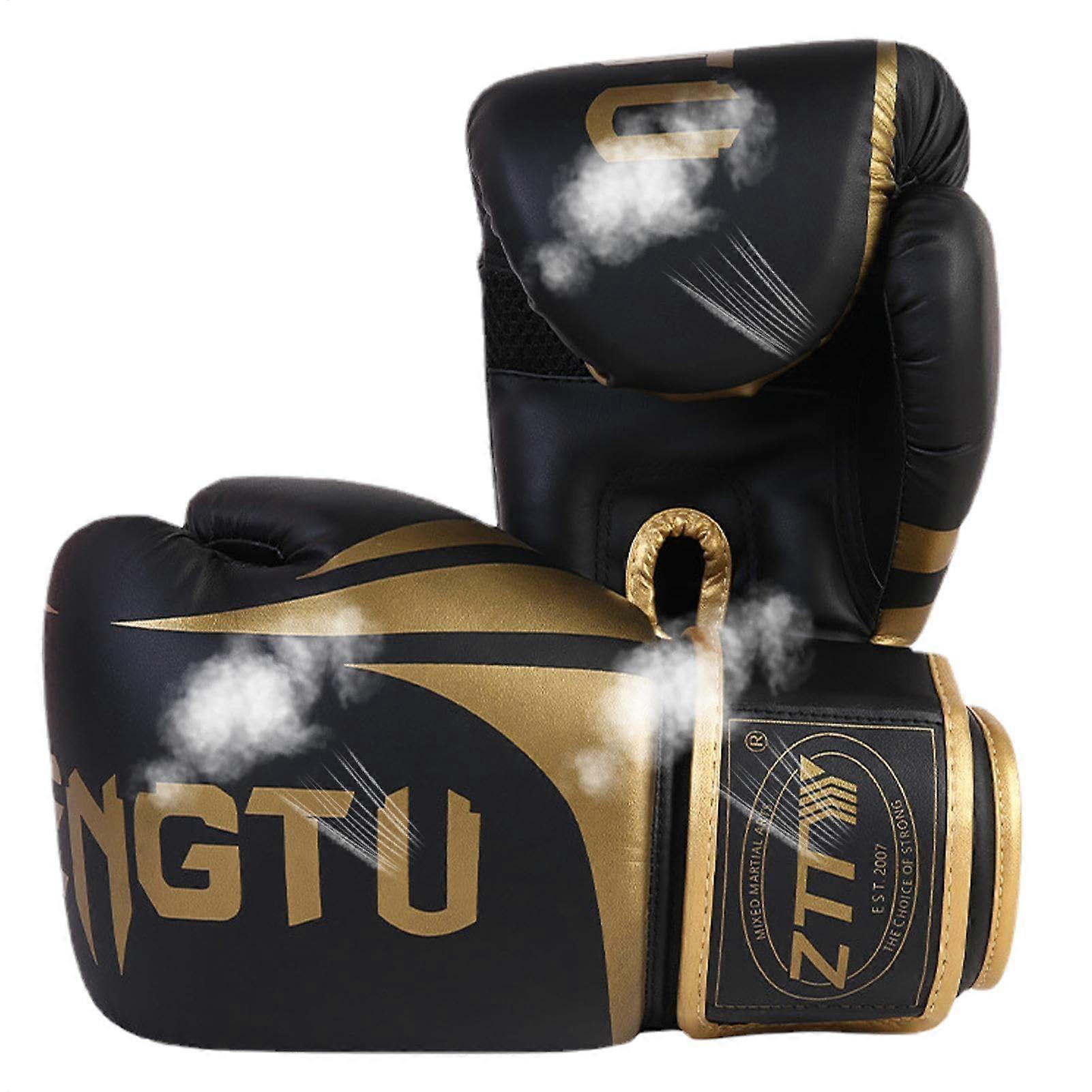 Boxing Gloves Kickboxing Training Muay Thai Sparring Heavy Bag Wrist Protection Men Night Gold 16 Yards