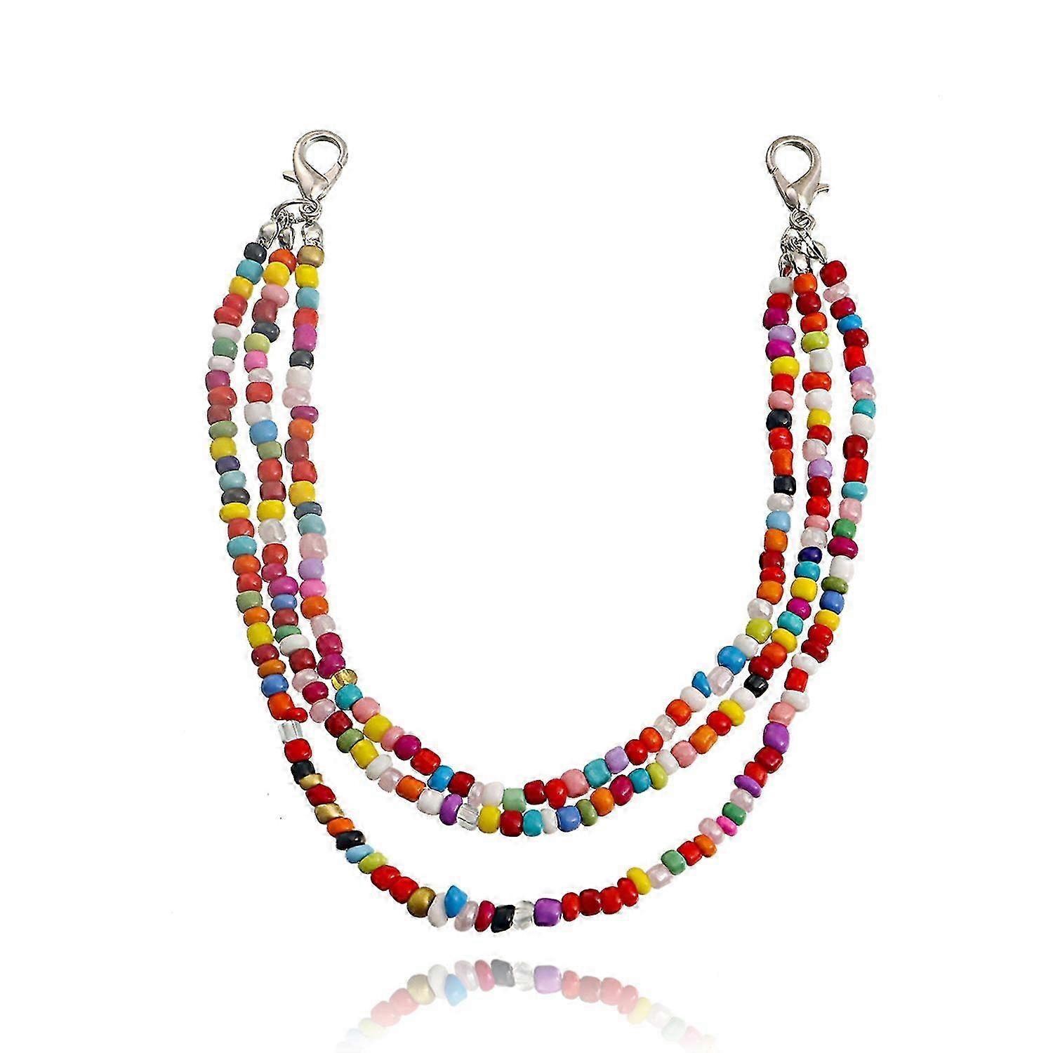 1 Pair Multi-layer Beaded Shoe Chains Layered Shoe Chains Beaded Shoe Charm Chains