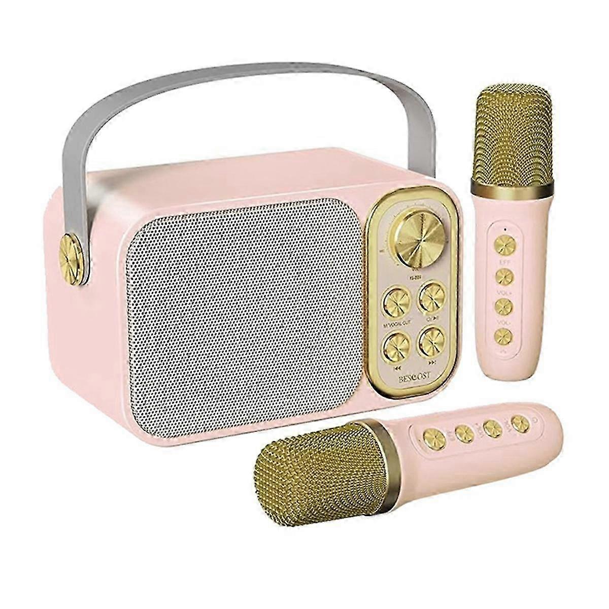Mini for Kids with 2 Wireless Microphones, Portable Bluetooth Speaker
