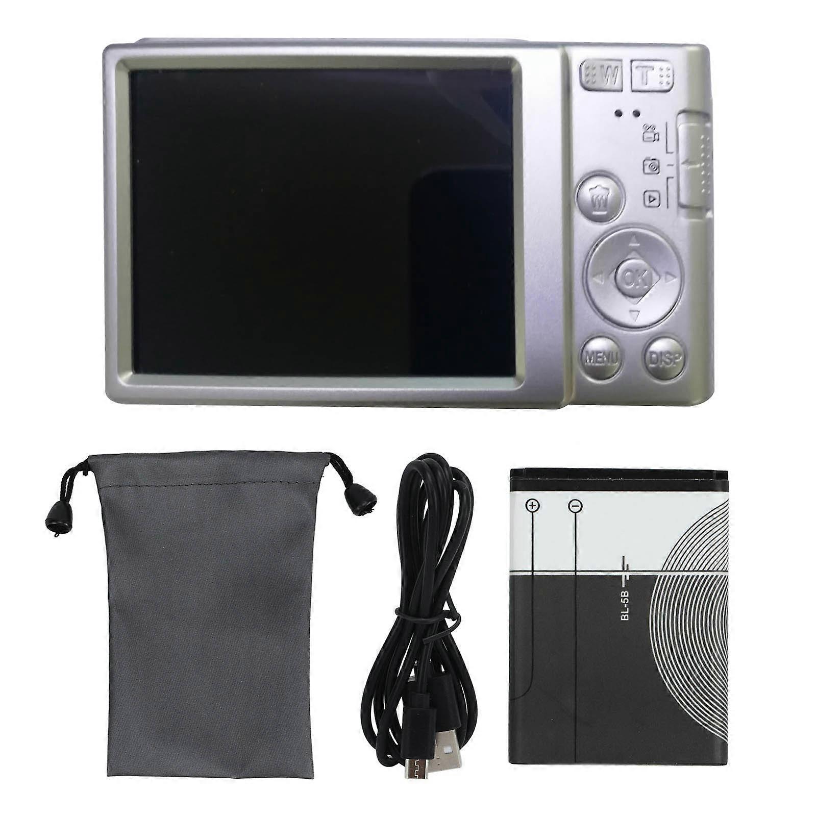 16x Zoom Digital Camera, 2.8 Inch Screen, 4K, 44 MP, Shockproof Plastic Housing, HD Camera for Photography, Silver