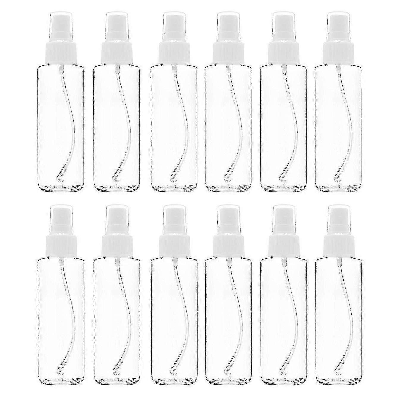 12 Pack Fine Mist Clear Spray Bottles 120 Ml (4 Oz) With Pump Spray Cap, Reusable And Refillable For Various Uses