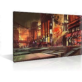 SciFi Scene of Shopping Street Futuristic Cityscape Cyberpunk Style Wooden Jigsaw  Puzzle Game 1000 Pieces