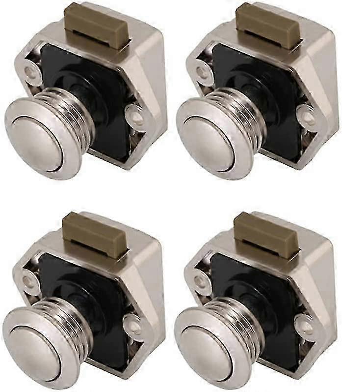 4 Pcs Push Button Latch, Mini Push Button Drawer Cabinet Door Keyless Lock Cabinet Lock--