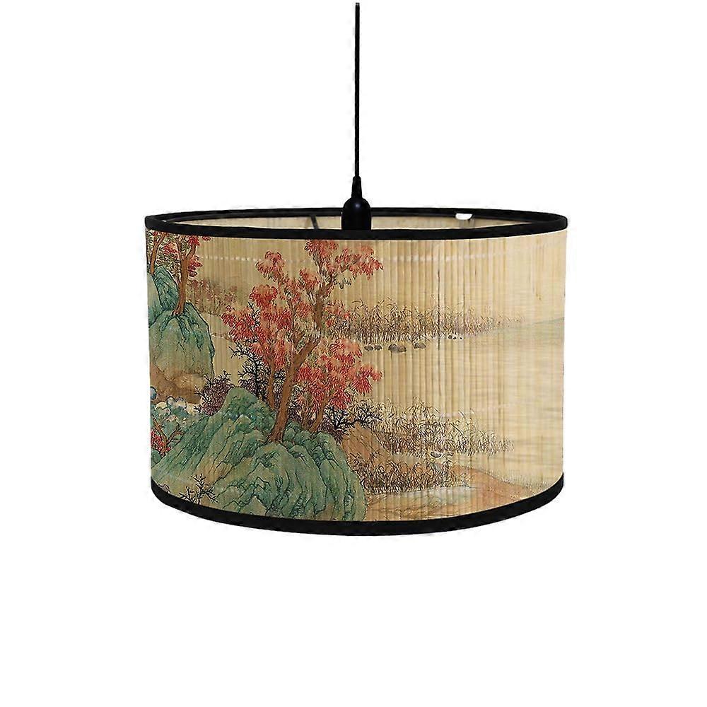 Lampshade for Table Lamp, Landscape Pattern Cover for Floor Lamp, Living Room (30x20cm, Mounta and Rivers 10)