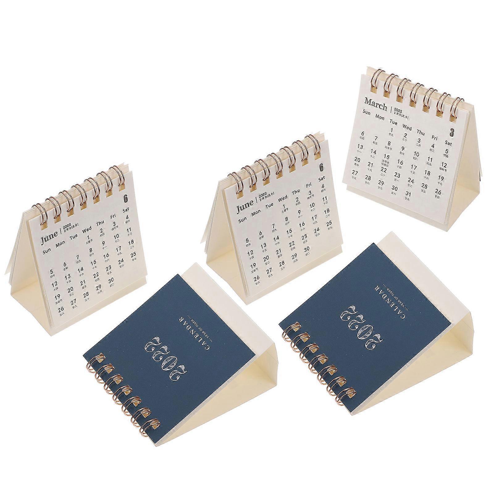 Small Calendars Table Paper Calendars Yearly Agenda Planners Office Use 10X7CM Navy Memo Writing 5Pcs