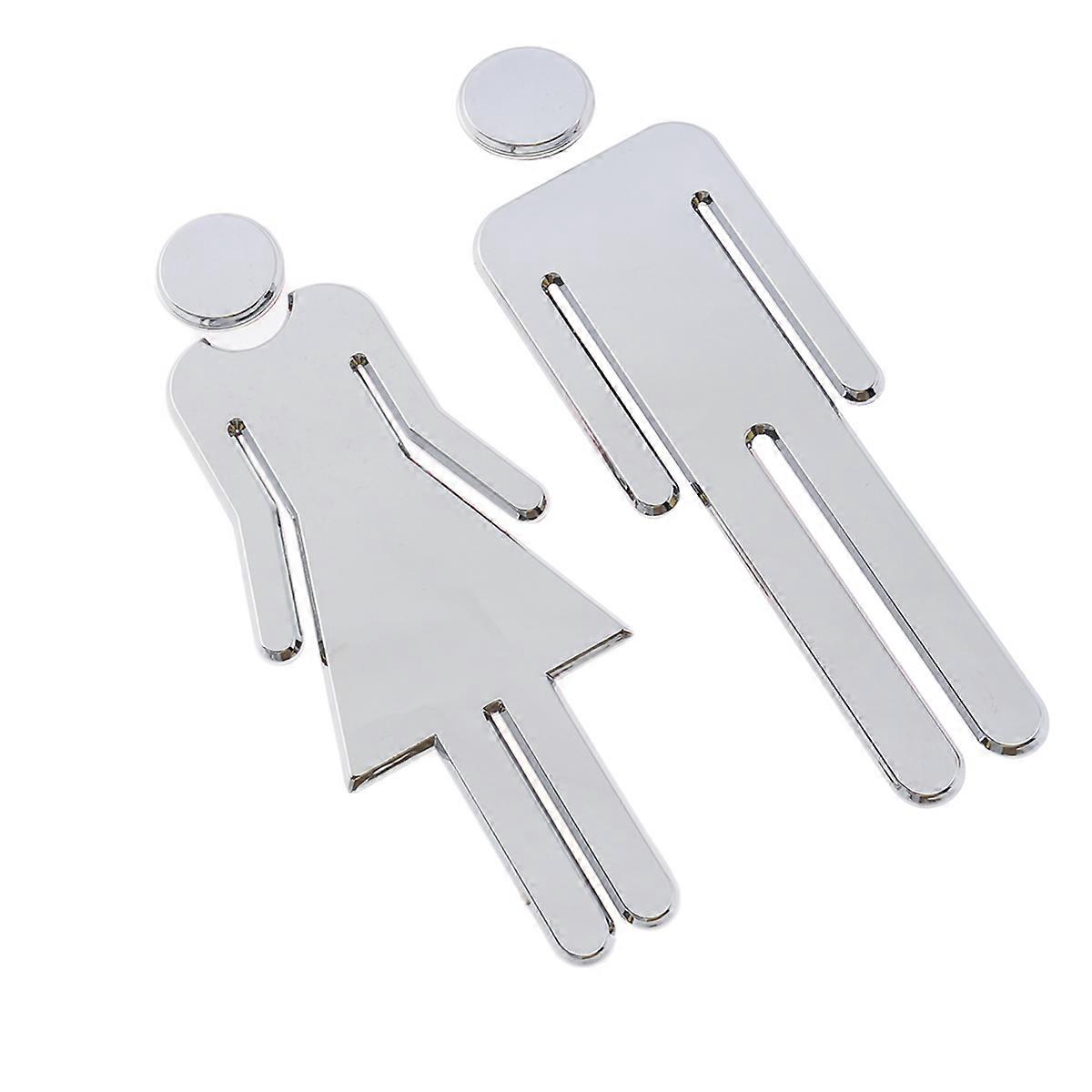 Toaleta Znak ścienny Łazienka Toaleta Mężczyźni i kobiety Symbol toalety Metalowa toaleta do drzwi ściennych Biuro Dom Srebrny 20 cm Prostokąt 1 para